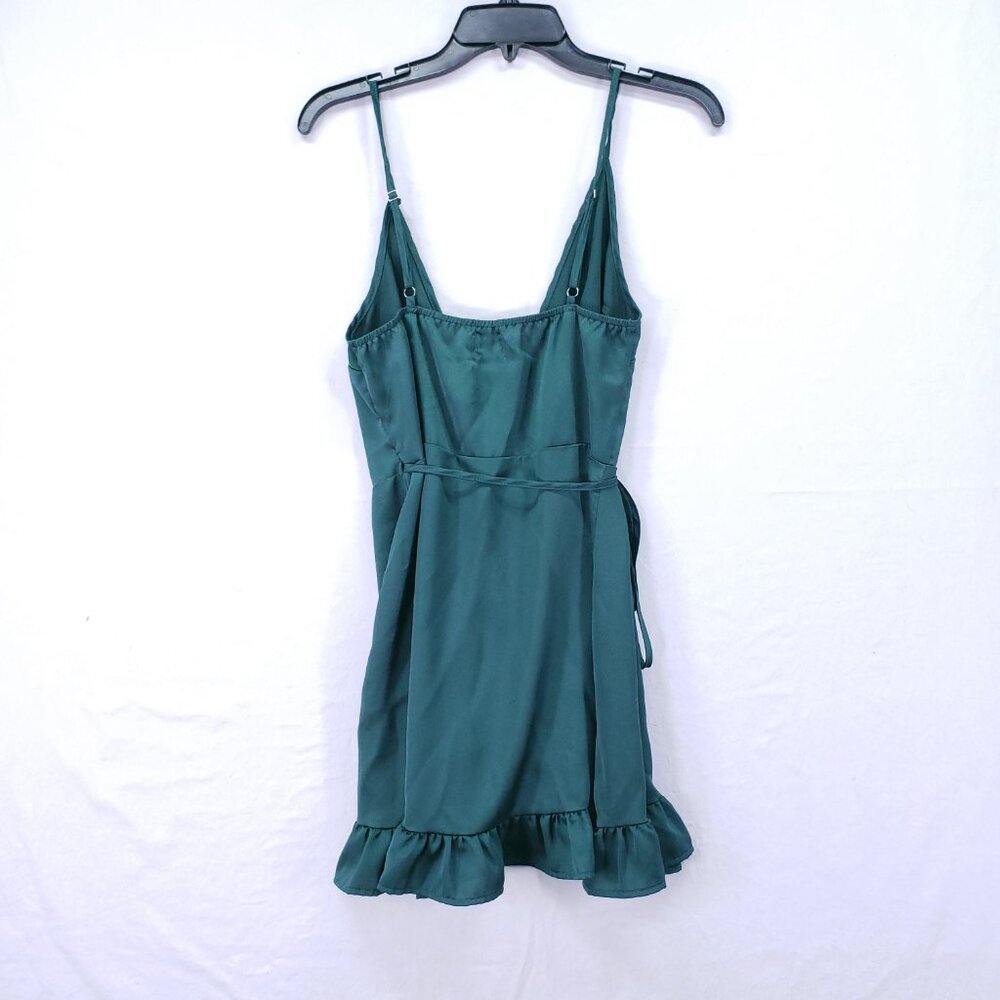 Princess Polly Green Lightweight Silky Sleeveless Short Mini Wrap Dress Size 4 - Picture 12 of 16